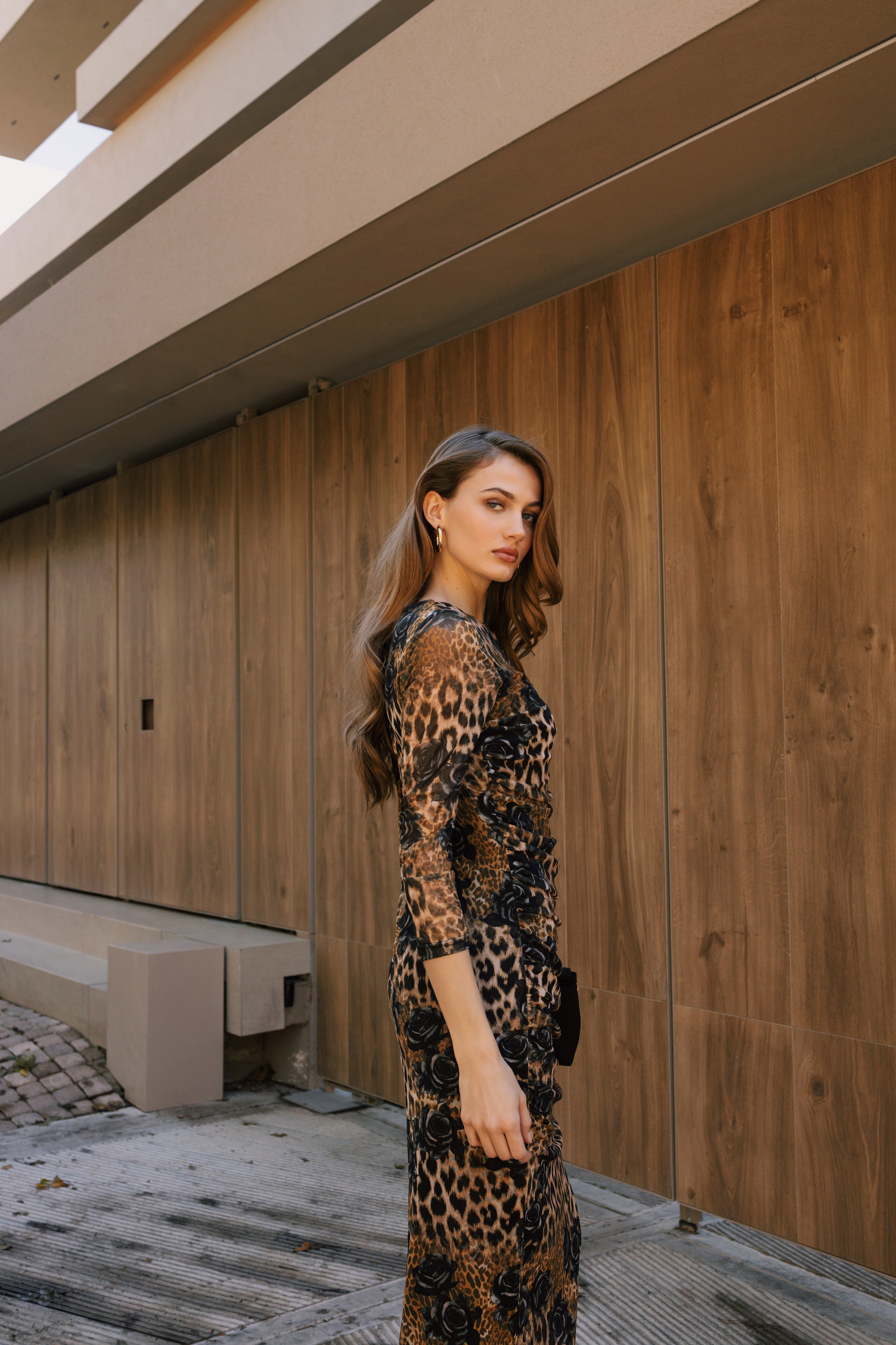 Γυναικείο λεοπάρ βραδινό φορέμα 